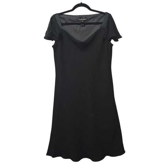 Jones New York Dress Women 16 Black Midi Chiffon Flutter Sleeve Evening Gown 90s - Picture 1 of 10